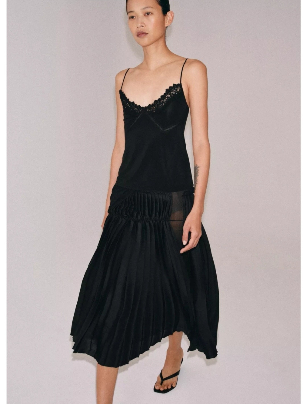Zara Black Draped Pleated Skirt